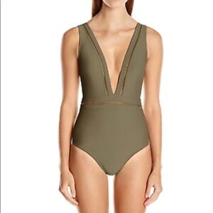 TED BAKER STARZA POINTELLE DEEP-V PLUNGE SWIMSUIT